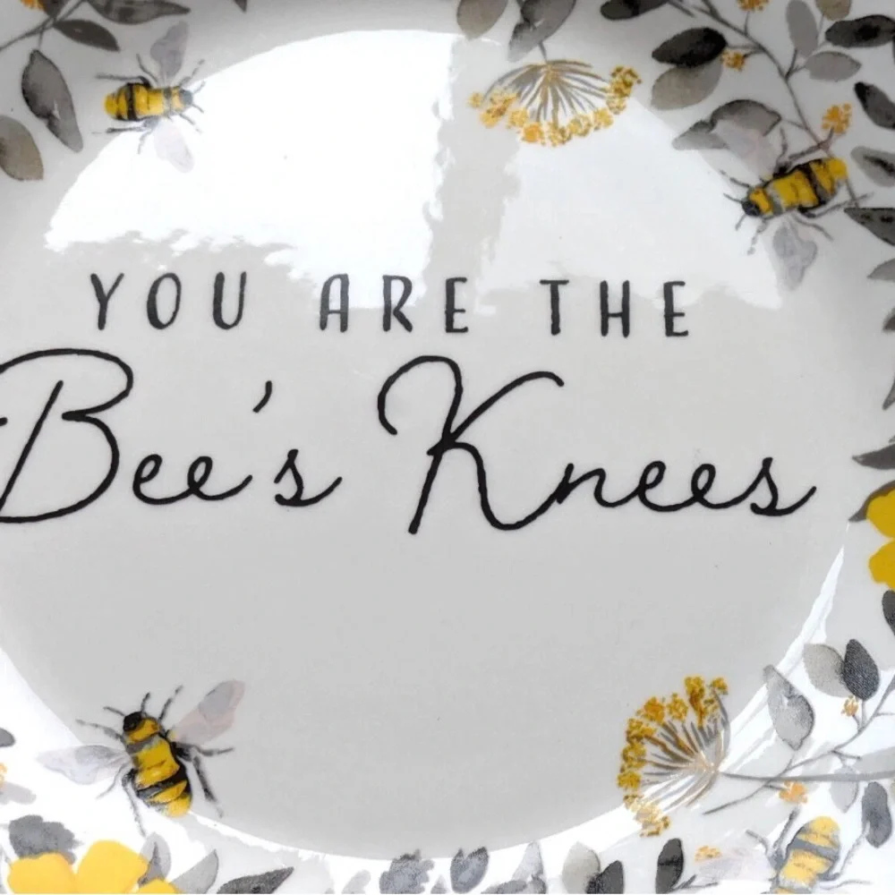 Set of 4 Royal Norfolk Bee's Knees Ceramic Salad Plates 7.5 Beautiful Summer NEW